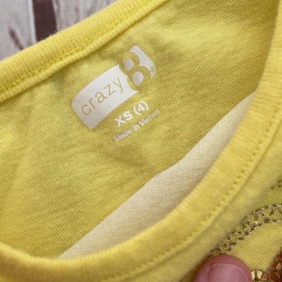 Crazy 8 Neon Yellow/Chartreuse Photographer Sequin Camera Tee with Flower - Picture 4 of 4